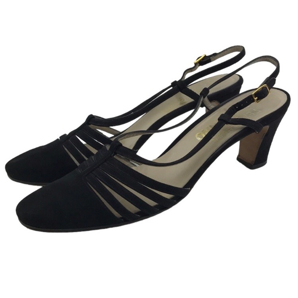Salvatore Ferragamo Black Strappy Heels